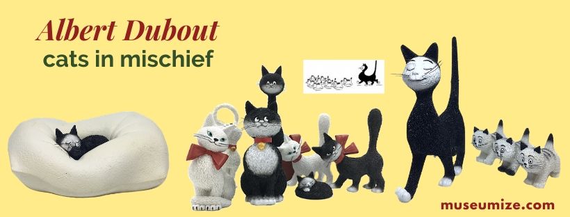 albert dubout cats, figurines for sale