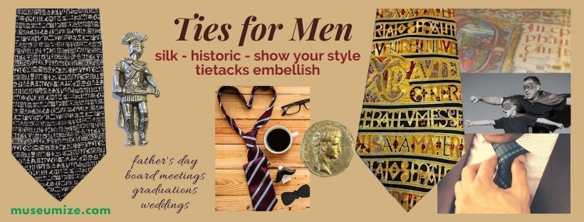 historic ties, museum ties, tie tacks with personality, mens neck ties