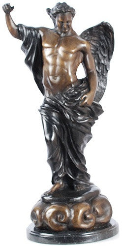 Archangel St Michael Standing on Clouds Statue Bronze Metal 19H