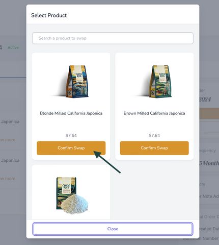 Subscription Portal | Click on 'Confirm Swap' under the product you want to swap out