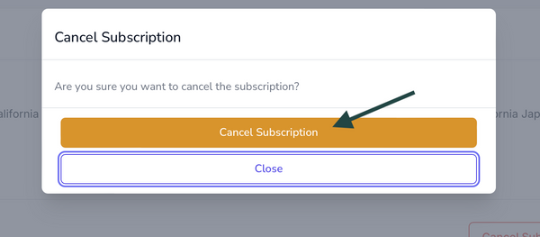 Subscription Portal | Click on 'Cancel Subscription'