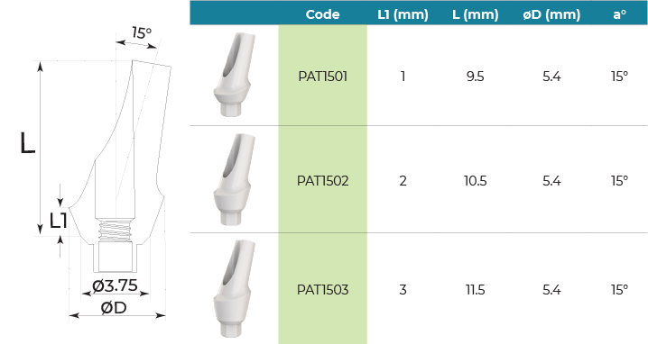 Peek Temporary Anatomic Angled Abutment 15°