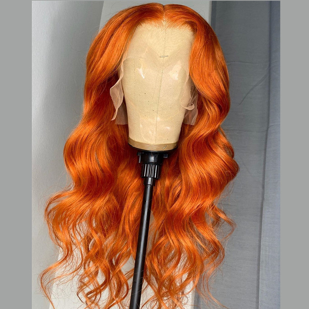 Real Human Hair Lace Front Wigs Ginger Color Natural Wave Style Wigforqueen 