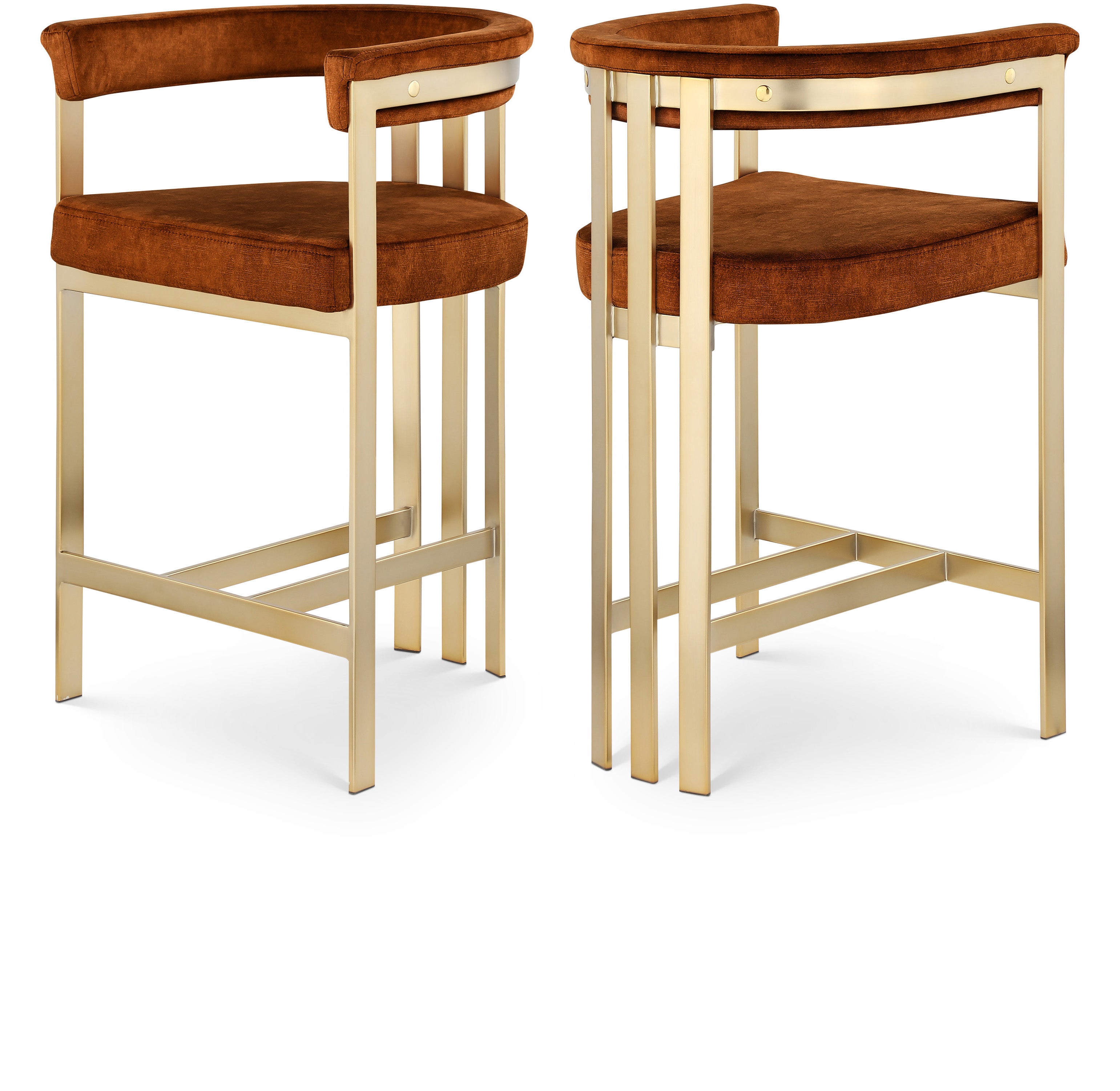 Elijah Cognac Velvet Counter Stool C