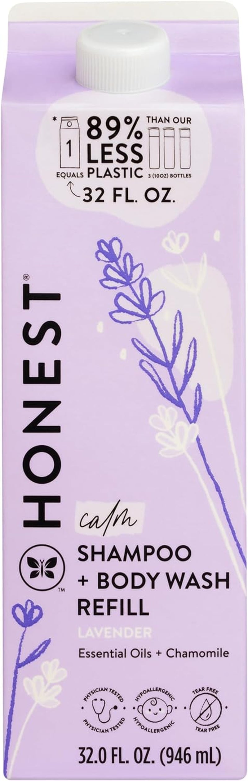 2-In-1 Cleansing Shampoo + Body Wash Refill Carton | Gentle for Baby | Naturally Derived, Tear-Free, Hypoallergenic | Lavender Calm, 32 Fl Oz