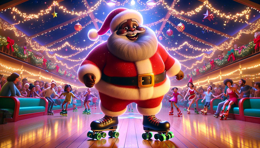 Black Santa Claus Roller Skating Free Image