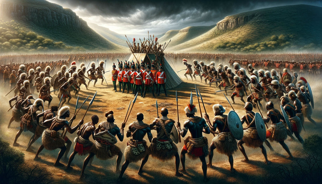Los guerreros zulúes rodean a los invasores británicos