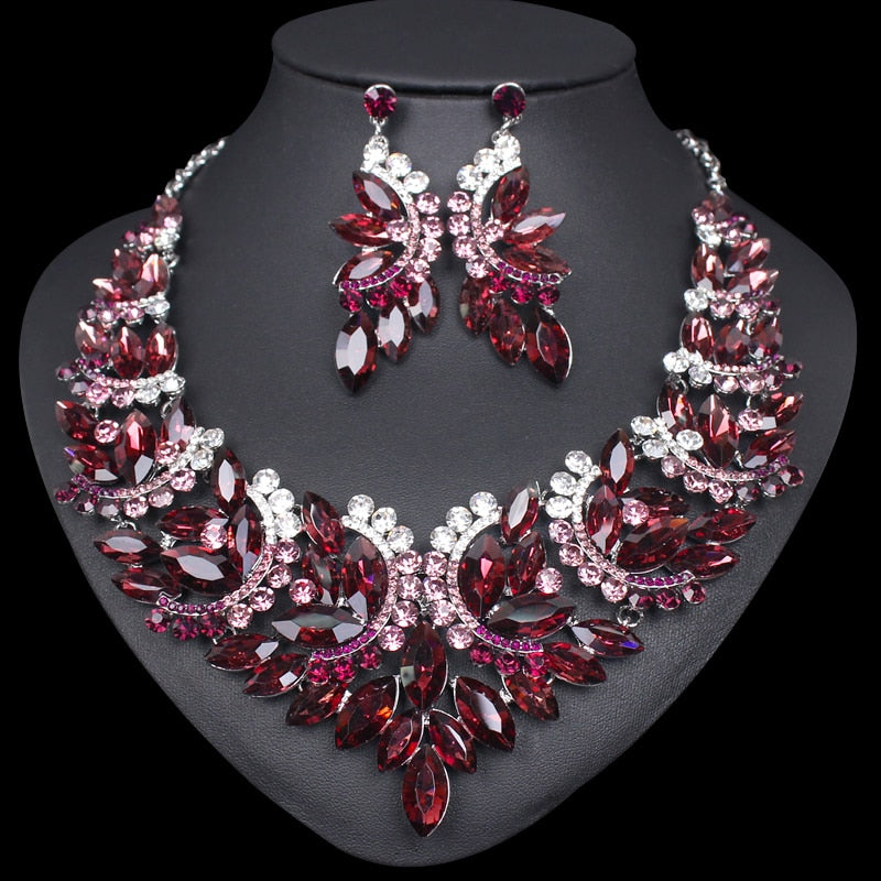 Eminent Ornaments Classic Choice's Fashion Crystal Statement Necklace Earrings Bridal Jewelry Sets for Bride Wedding Jewelry Accessories Women