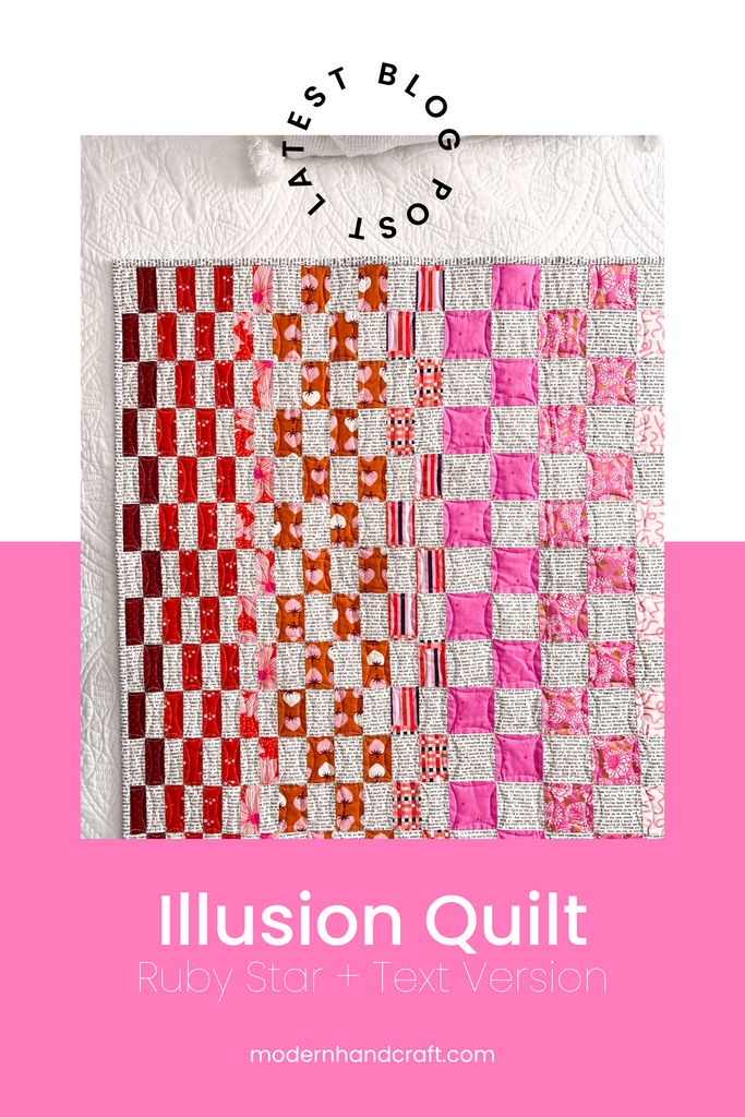 Illusion Quilt by ModernHandcraft.com Ruby Star and Text Version