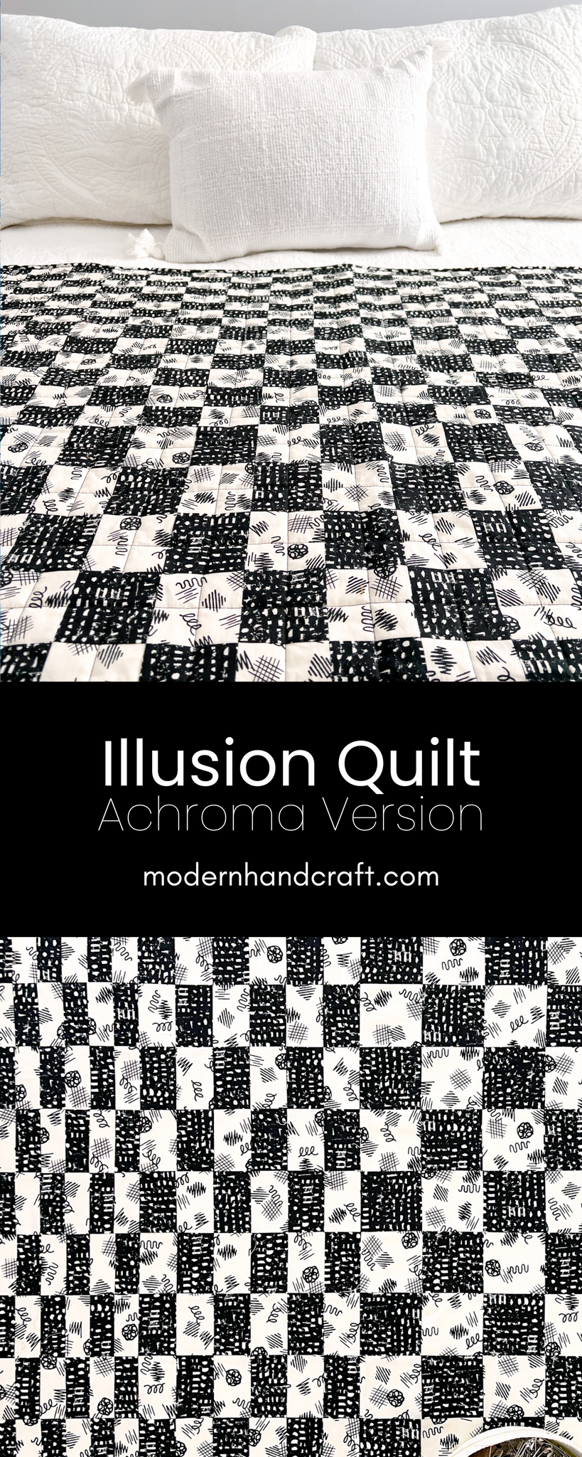Illusion Quilt - Achroma Version by ModernHandcraft.com