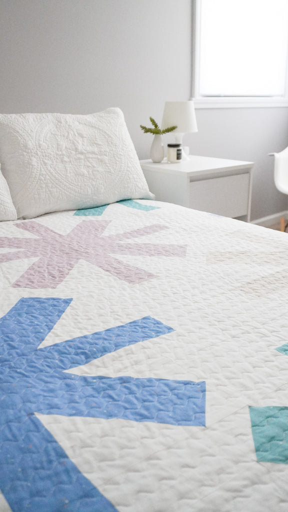 Asterisks Quilt / Blue Terrazzo Version - Modernhandcraft.com