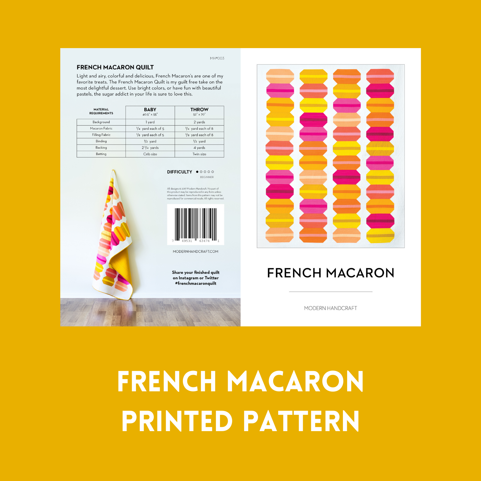French Macaron Quilt / Camellia Mock up - Modernhandcraft.com