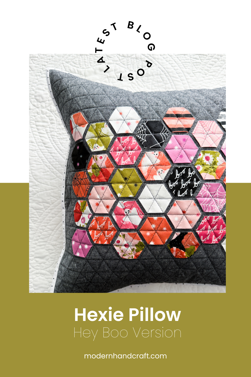 Hexie Pillow - Hey Boo Version by Modern Handcraft