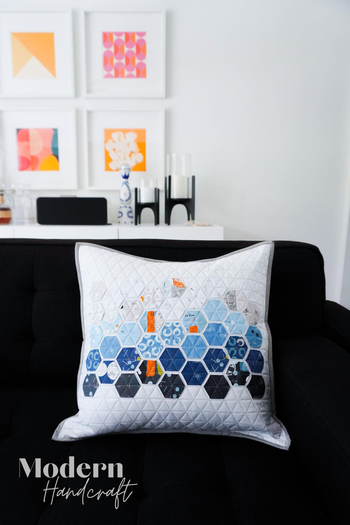 Hexie Pillow - Bluish Version by Modern Handcraft