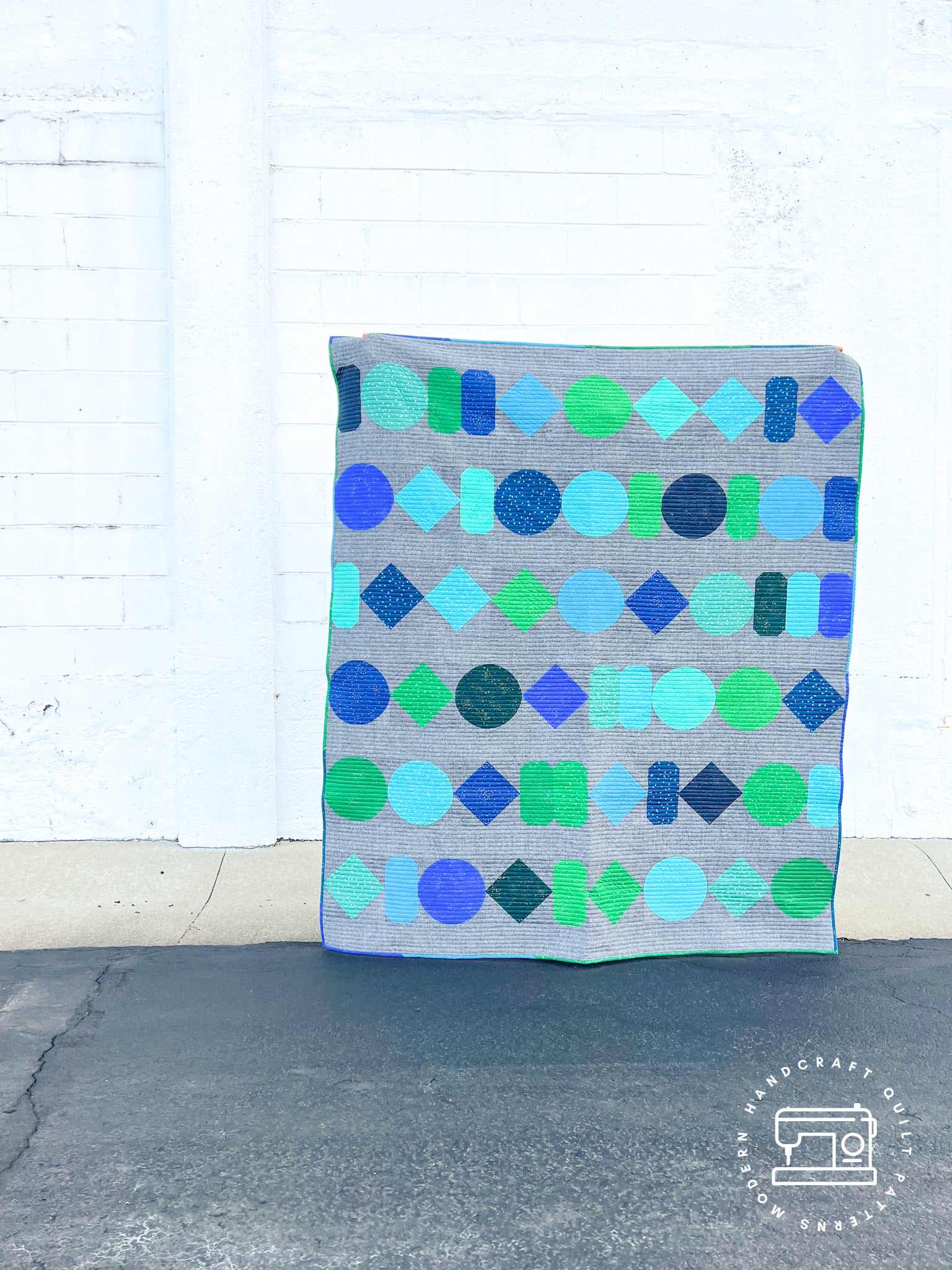 Beads Quilt / Blue + Green Essex Version - Modernhandcraft.com