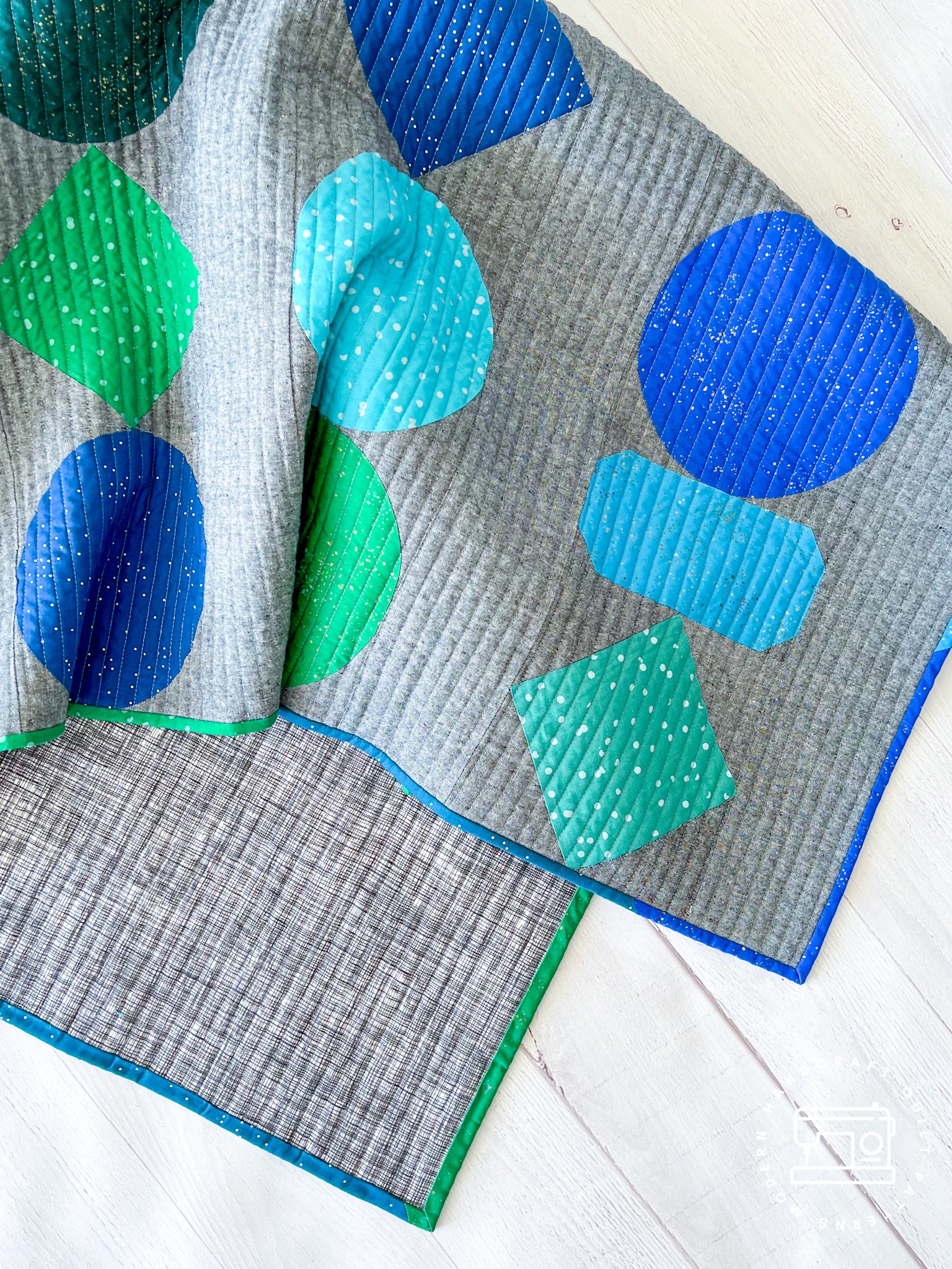 Beads Quilt / Blue + Green Essex Version - Modernhandcraft.com