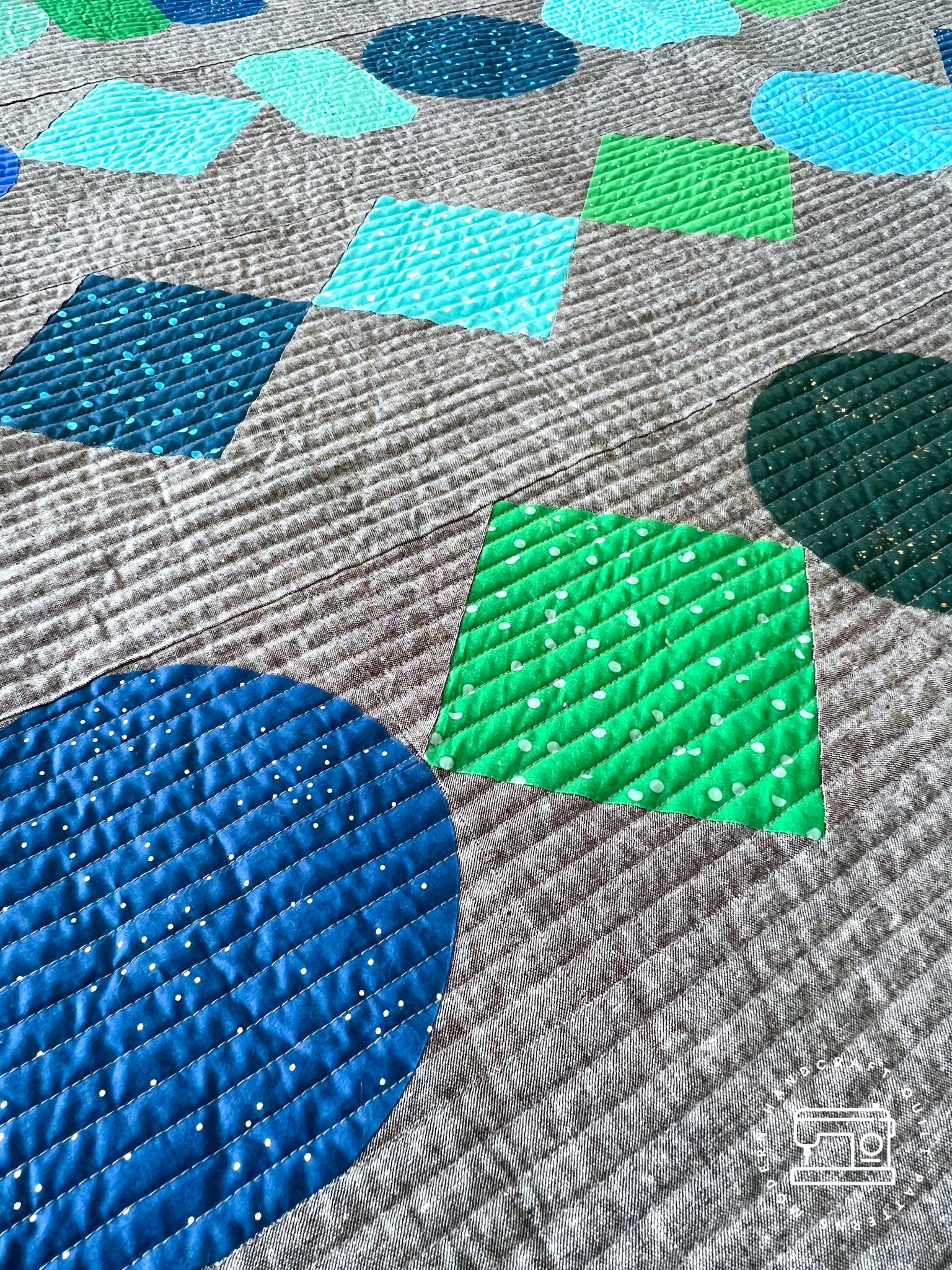 Beads Quilt / Blue + Green Essex Version - Modernhandcraft.com