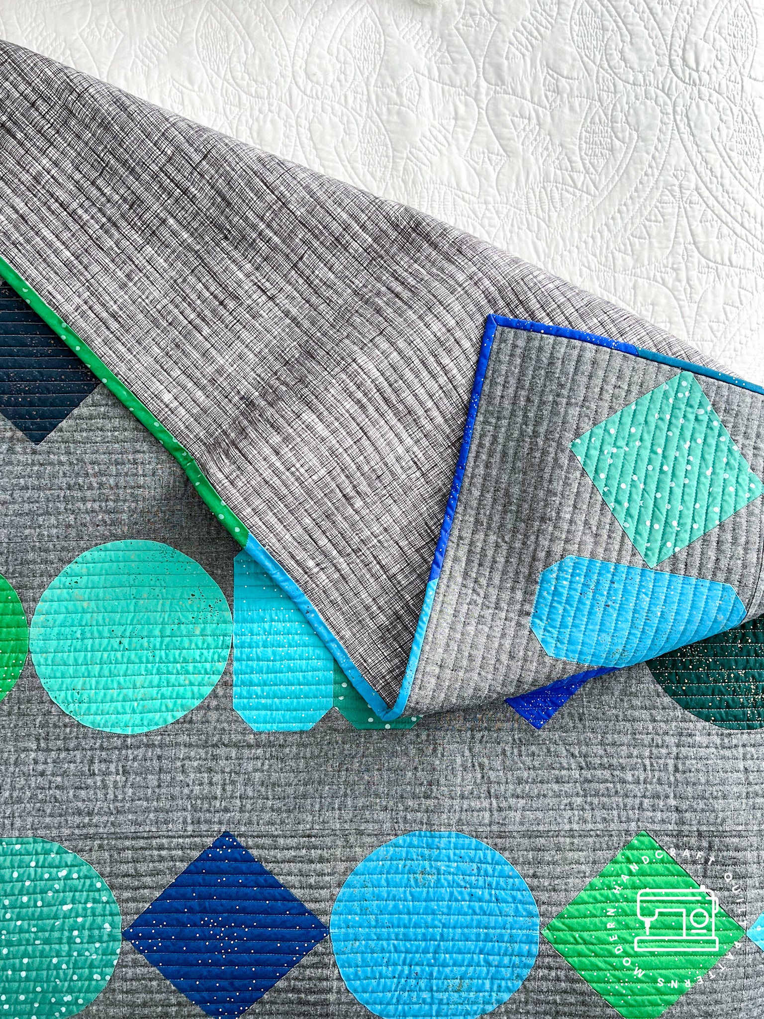 Beads Quilt / Blue + Green Essex Version - Modernhandcraft.com