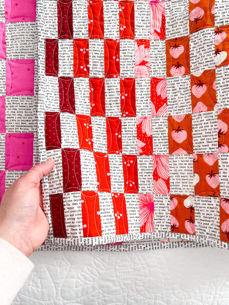 Illusion Quilt by ModernHandcraft.com Ruby Star and Text Version