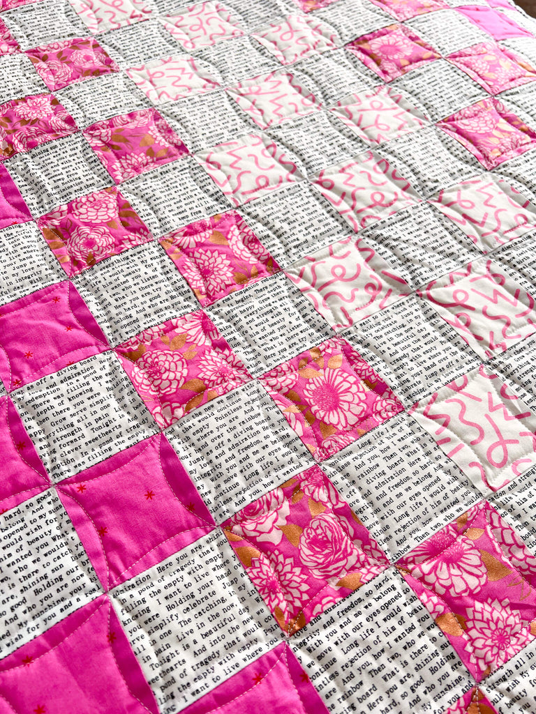 Illusion Quilt - Ruby Star and Text Version by ModernHandcraft.com