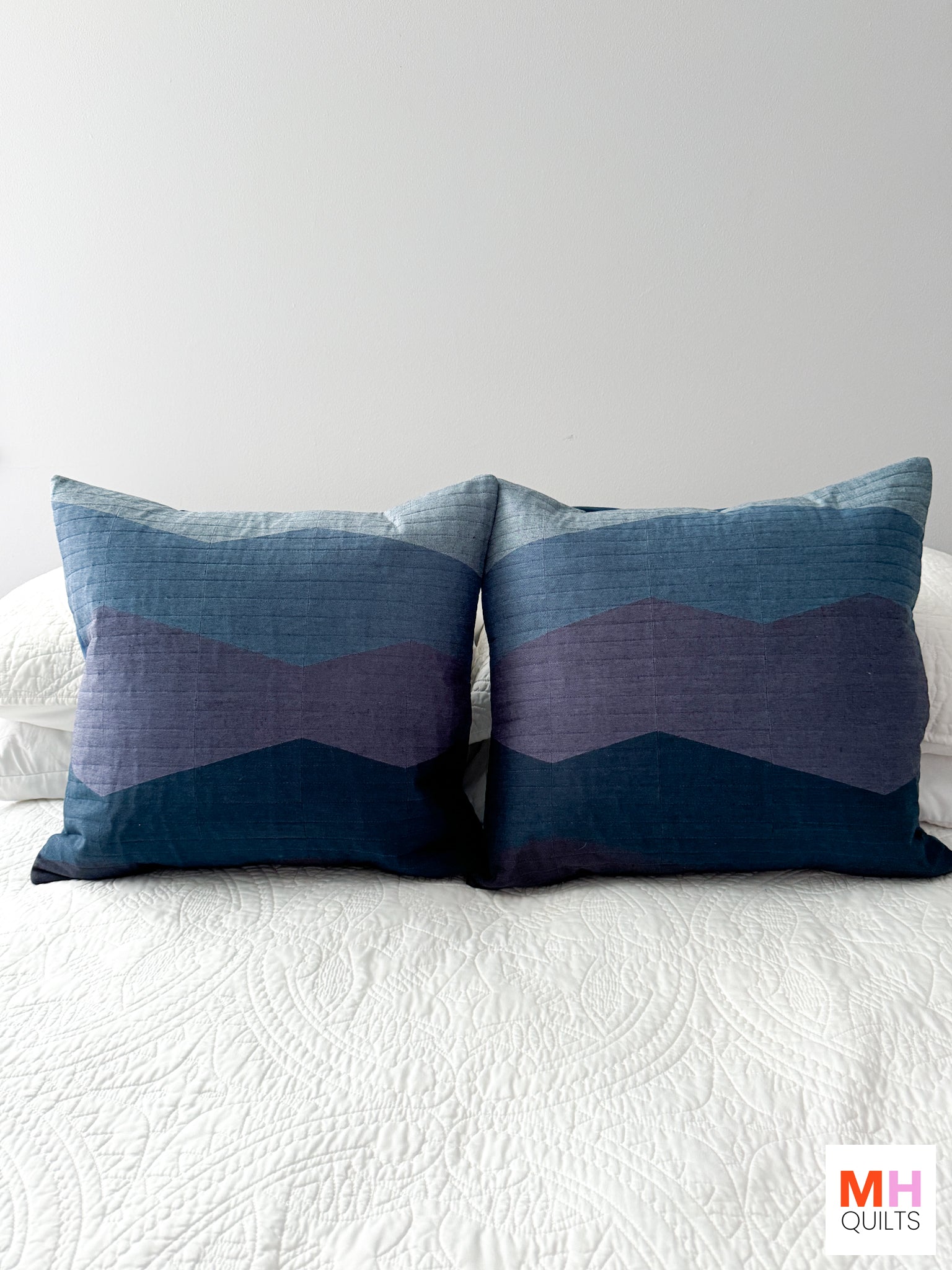 Ranges Pattern Pillow Pairs - Chambray Nocturne Version by Modern Handcraft