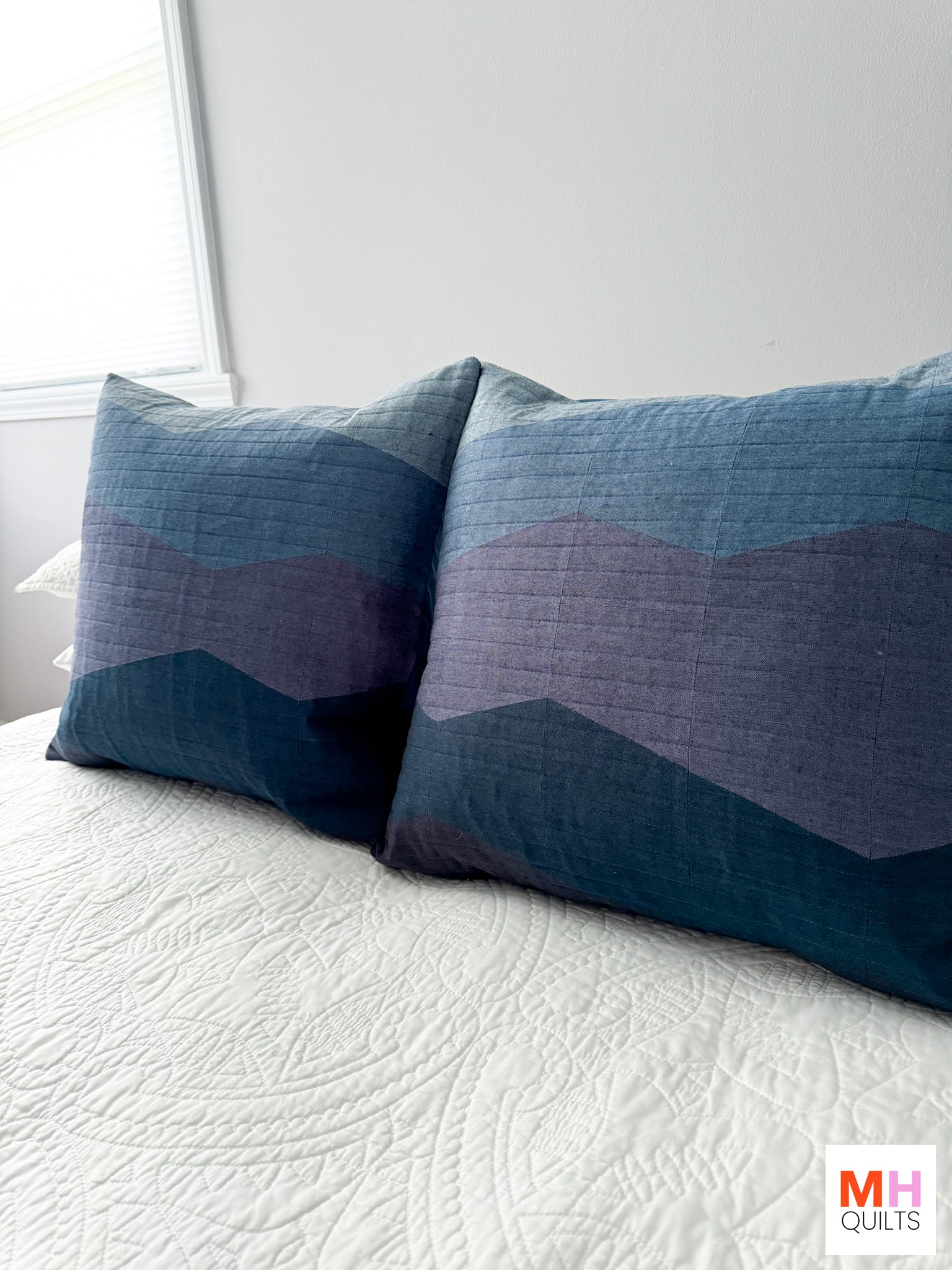 Ranges Pattern Pillow Pairs - Chambray Nocturne Version by Modern Handcraft