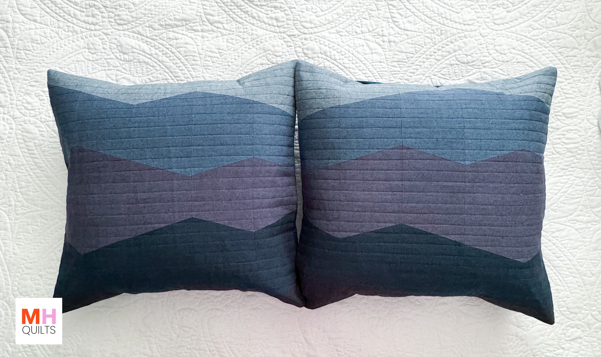 Ranges Pattern Pillow Pairs - Chambray Nocturne Version by Modern Handcraft