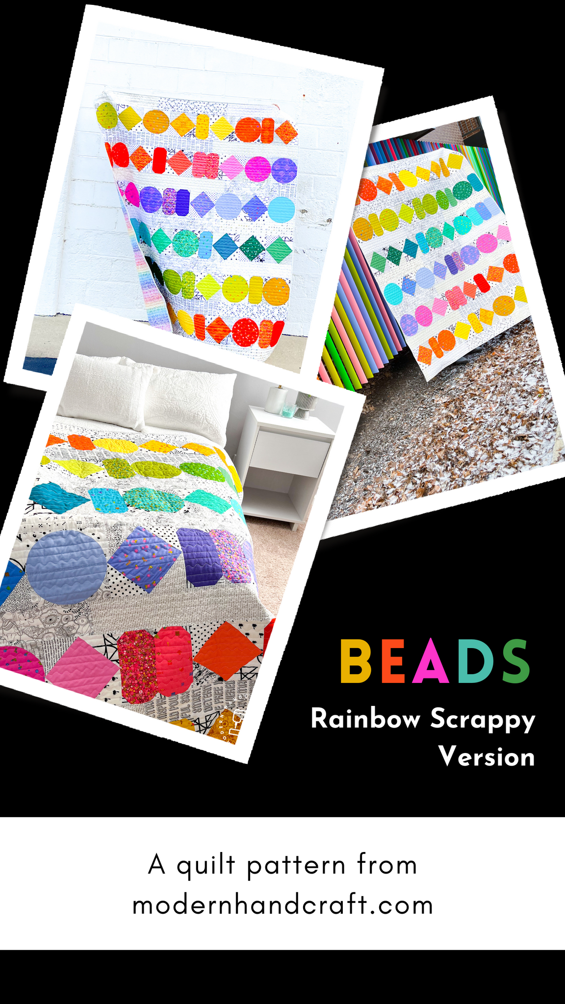 Beads Quilt / Rainbow Scrappy Version - Modernhandcraft.com