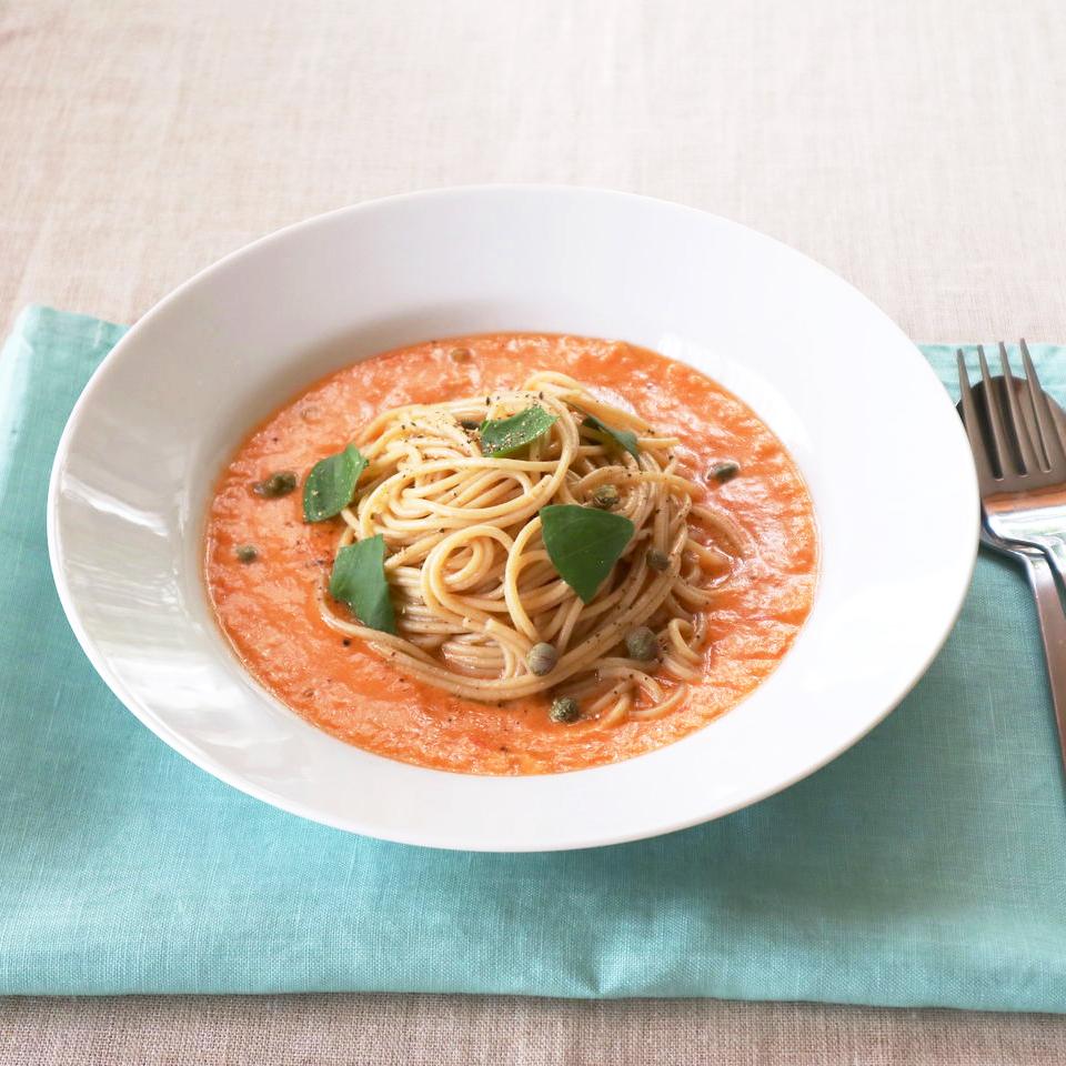有機全粒粉スパゲッティ～トマトとツナの冷たいスープ仕立て