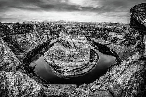 The Punch Bowl— Morning at Horseshoe Bend in Black and White 