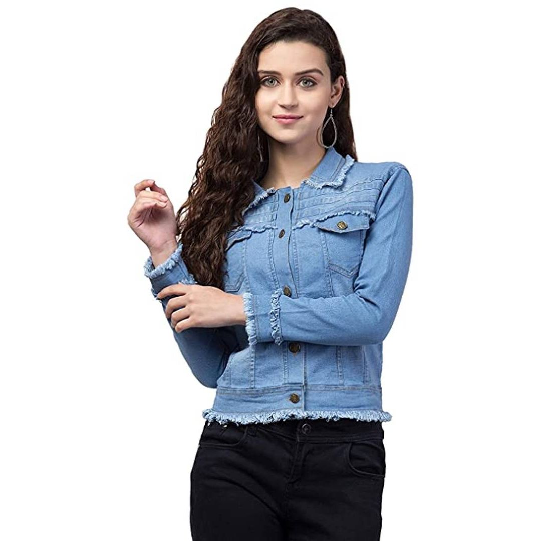 Dezsed Women's Jean Jacket Clearance Plus Size Casual Womens Ladies Denim  Oversize Jeans Chain Jacket pocket Coat Blue XXL - Walmart.com