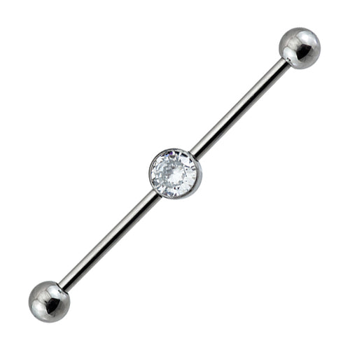 14g CZ Center Titanium Industrial Barbell