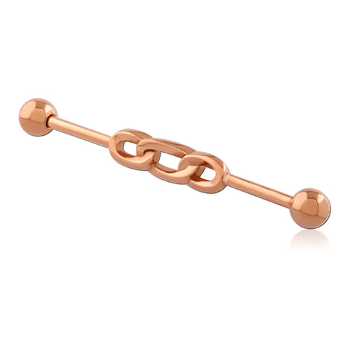 14g Chainlink Rose Gold Industrial Barbell