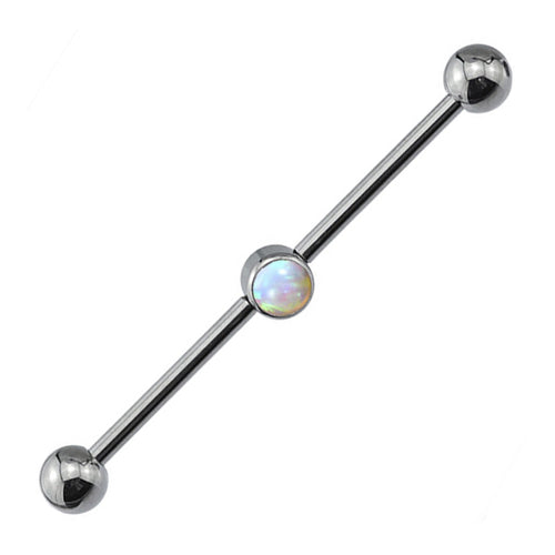 14g Opal Center Titanium Industrial Barbell