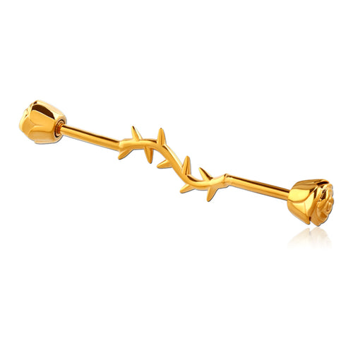 14g Rose Thorn Gold Industrial Barbell