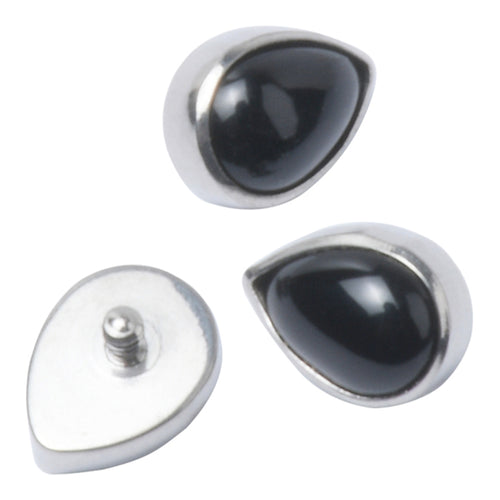 16g Black Onyx Teardrop Titanium End