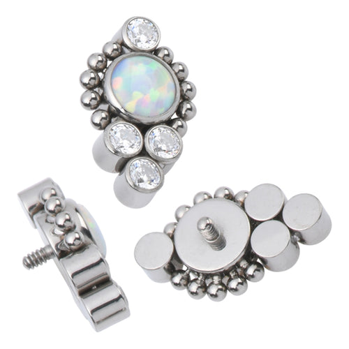 16g CZ & Opal Cluster Titanium End