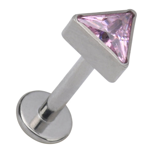 16g Triangle CZ Titanium Labret