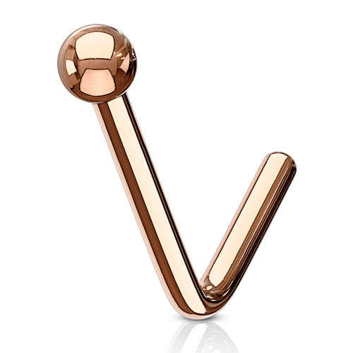 Ball Rose Gold L-Bend Nose Stud