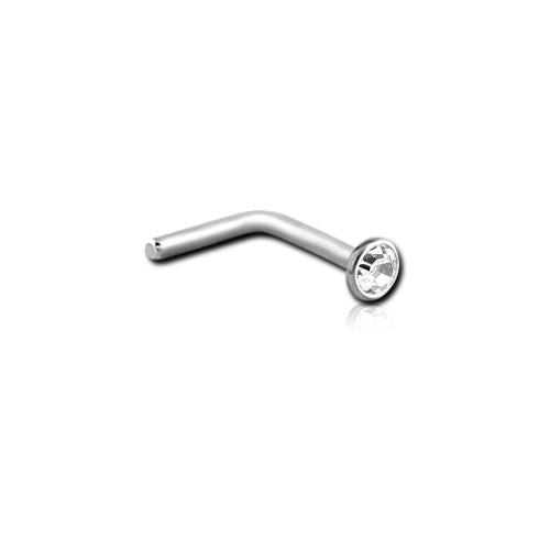 Bezel CZ Stainless L-Bend Nose Stud