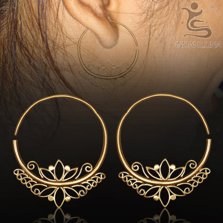 Reflecting Lotus Brass Hoops