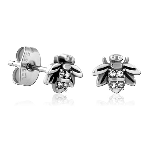 Bumblebee CZ Stainless Stud Earrings