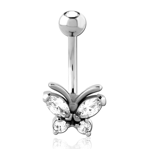 Butterfly CZ Stainless Belly Ring
