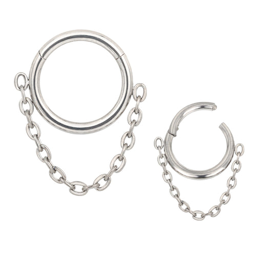 Chained Titanium Hinged Ring