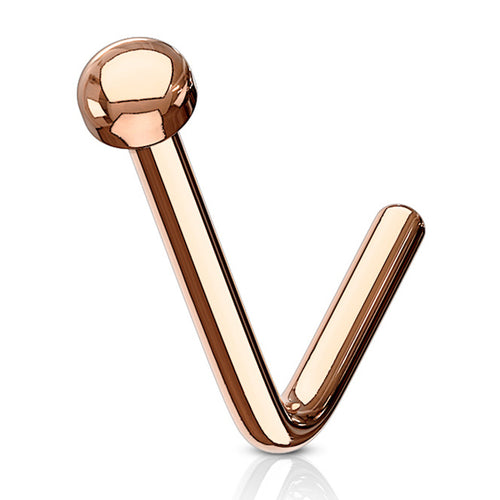 Dome Rose Gold L-Bend Nose Stud