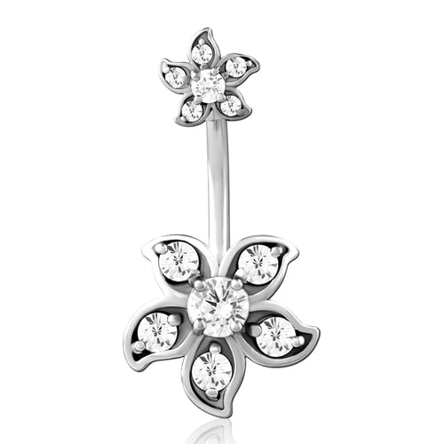 Double Flower Stainless Belly Ring