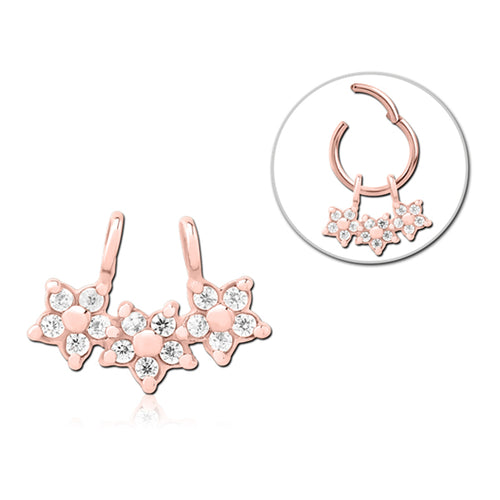 Floral CZ Rose Gold Ring Charm