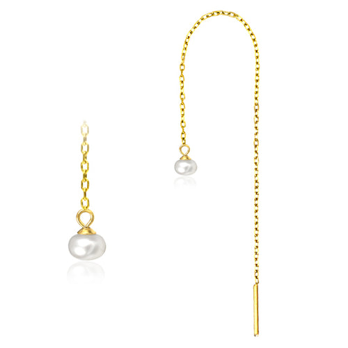 Pearl Gold Chain Earrings