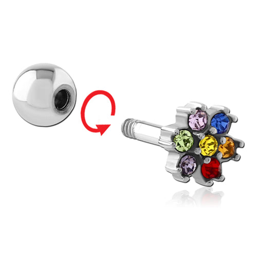 Rainbow Flower Cartilage Barbell