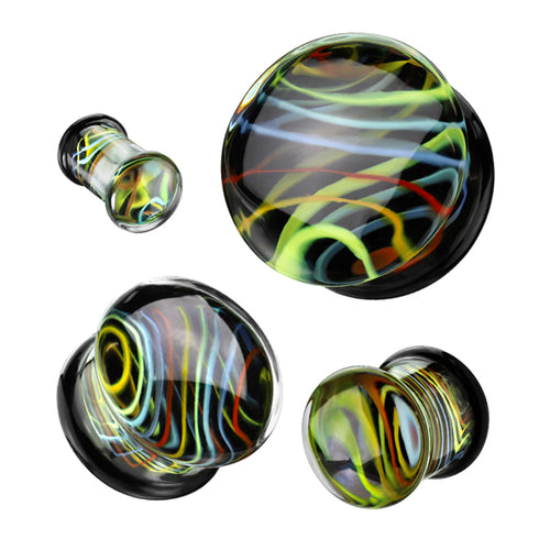 Rainbow Swirl Glass Plugs